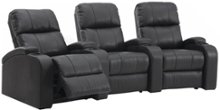 TheaterSeatStore - Headliner 3-Seat Curved Leather Home Theater Seating - Black