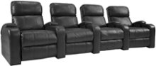 TheaterSeatStore - Headliner 4-Seat Straight Leather Home Theater Seating - Black
