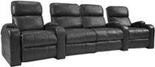 TheaterSeatStore - Headliner 2-Seat Straight Leather Home Theater Seating with Love Seat - Black