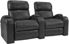 TheaterSeatStore - Headliner 2-Seat Straight Leather Home Theater Seating - Black