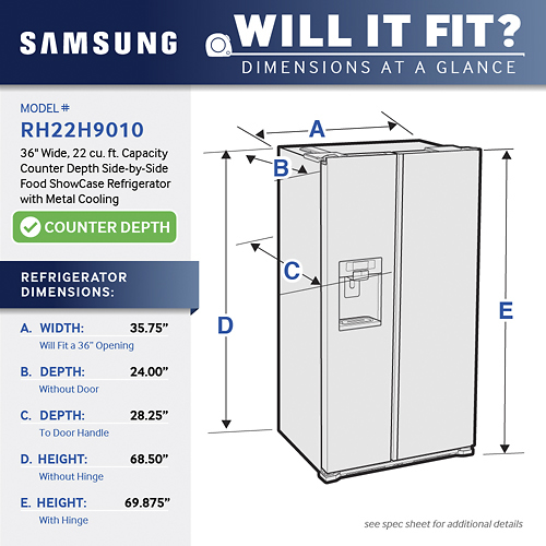 Samsung Showcase 21.5 Cu. Ft. CounterDepth SidebySide Refrigerator