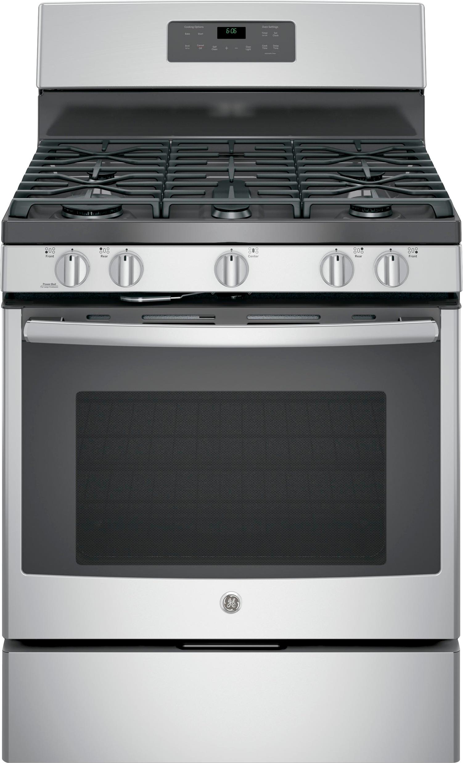 GE - 5.0 Cu. Ft. Self-Cleaning Freestanding Gas Range - Stainless steel Ge Stainless Steel Stove Gas