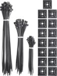 Insignia - Zip Cable Ties and Mounts (150-Piece) - Black