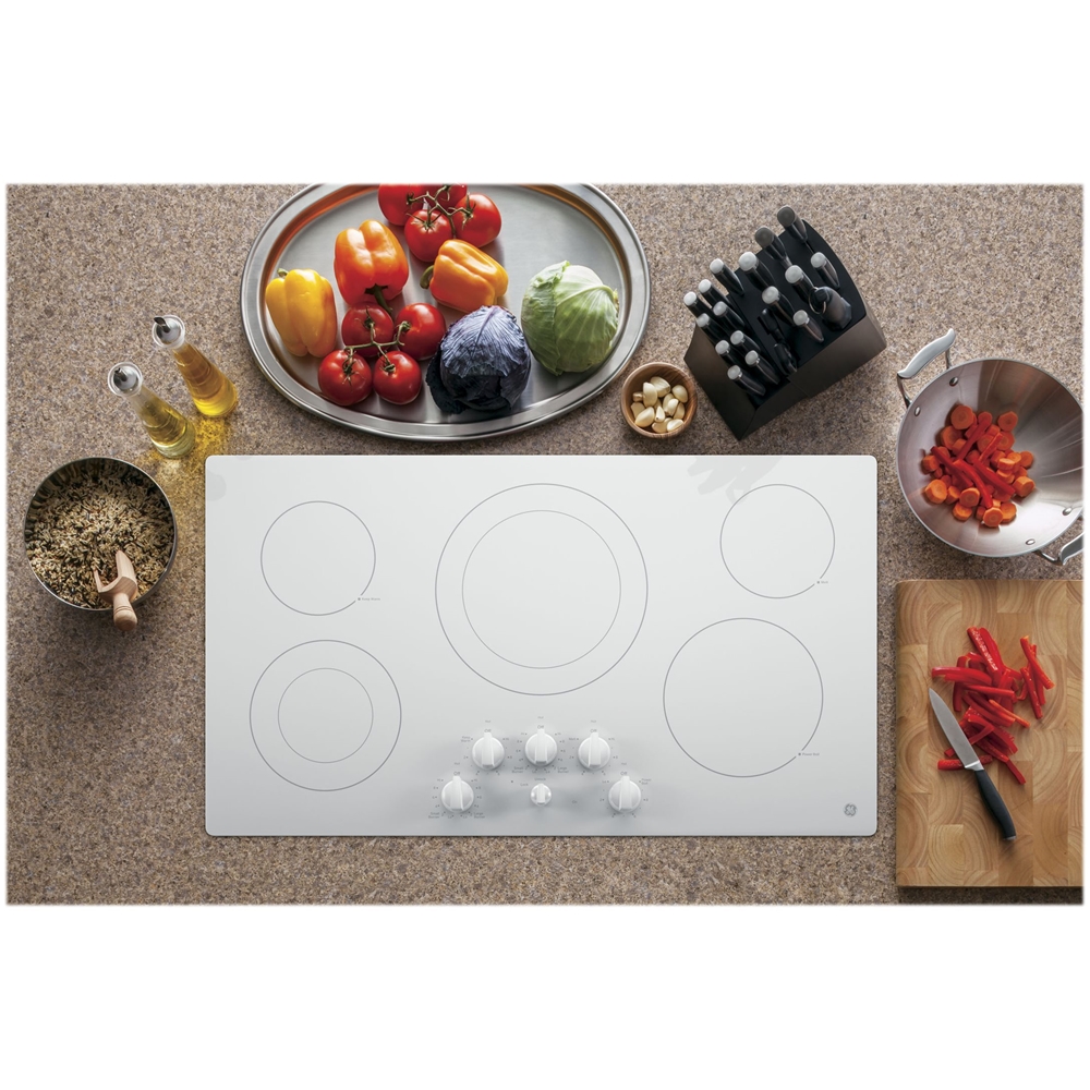 GE 36" Electric Cooktop White on white at Pacific Sales