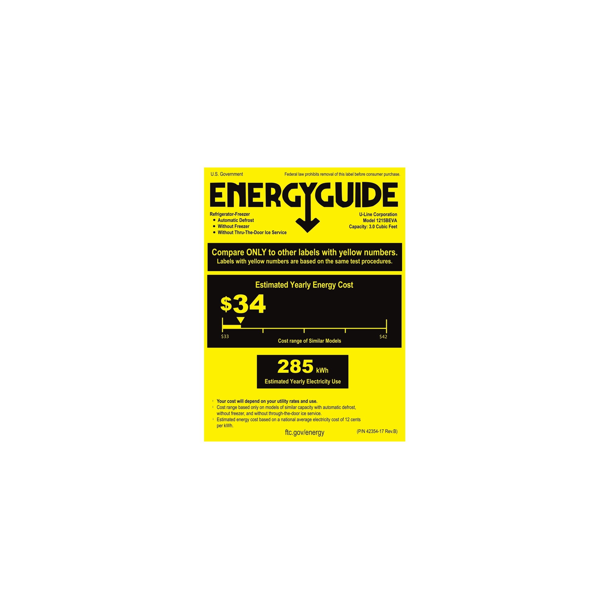 U-Line - 1000 Series 8-Bottle Wine Refrigerator - Silver - Energy_Guide