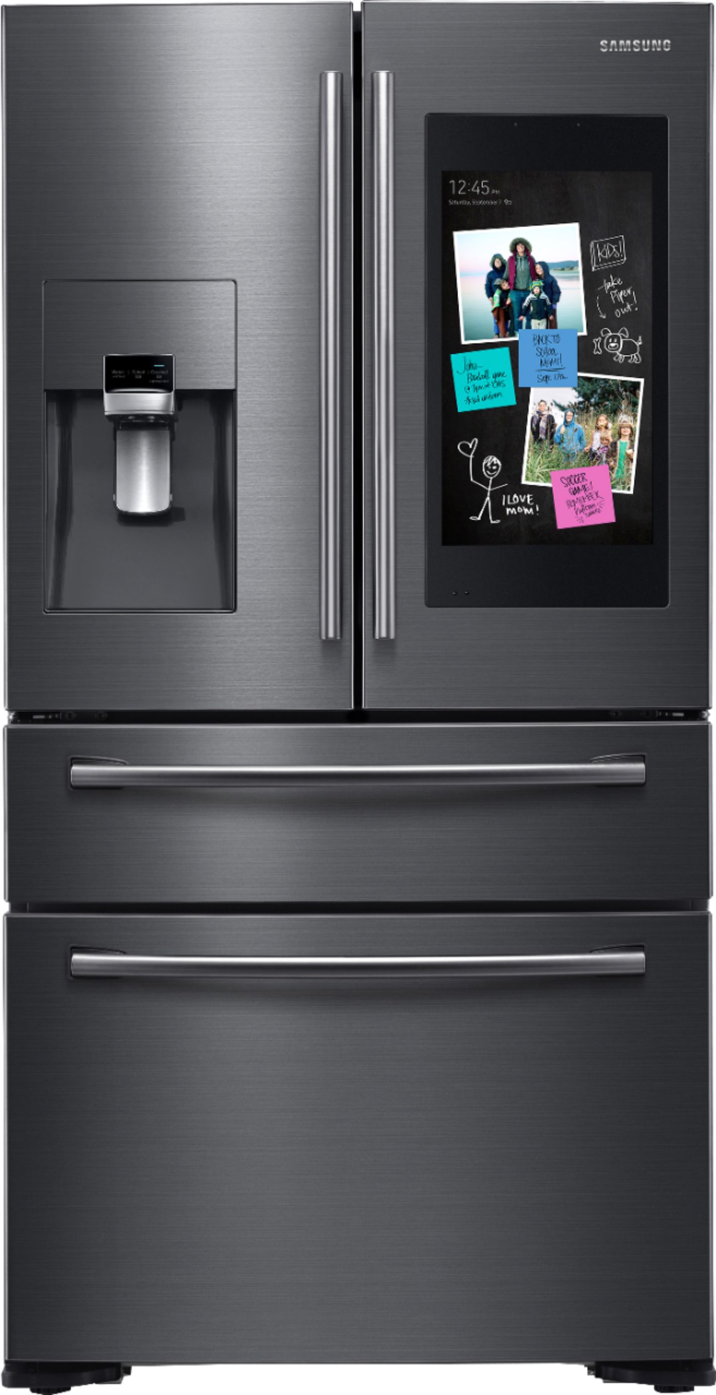 Samsung - Family Hub™ 27.7 Cu. Ft. 4-Door French Door Refrigerator Samsung 4 Door Black Stainless Steel Refrigerator