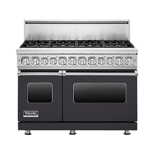 Viking - Professional 7 Series 48-inch 7.3 Cu. Ft. Self-Cleaning Freestanding Double Oven Dual Fuel Convection Range - Graphite Gray - Front_Standard
