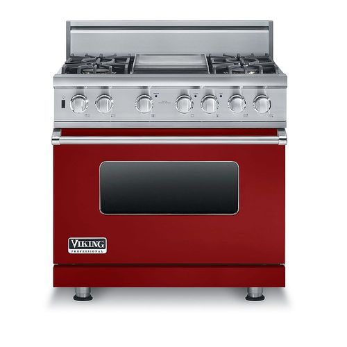 Viking Professional - 36"W. VDSC Dual Fuel Range - Apple Red - Front_Standard