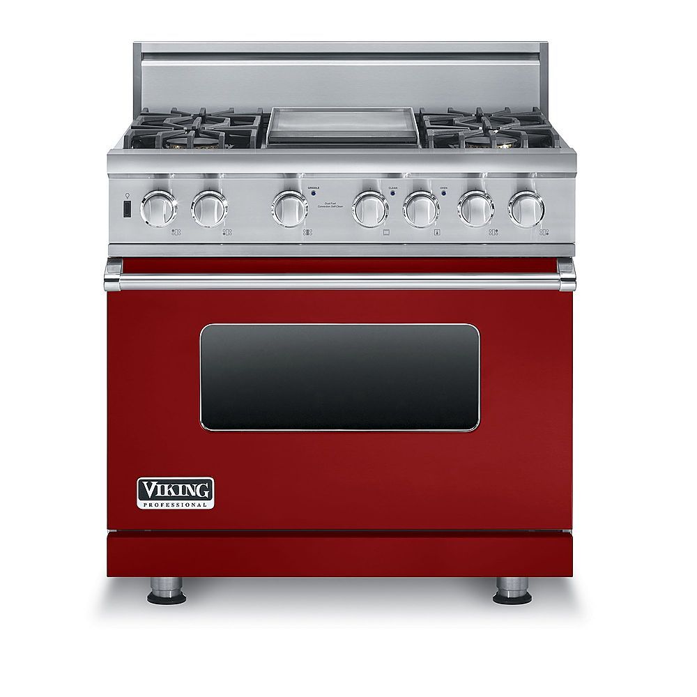 Viking Professional - 36"W. VDSC Dual Fuel Range - Apple Red - Front_Zoom