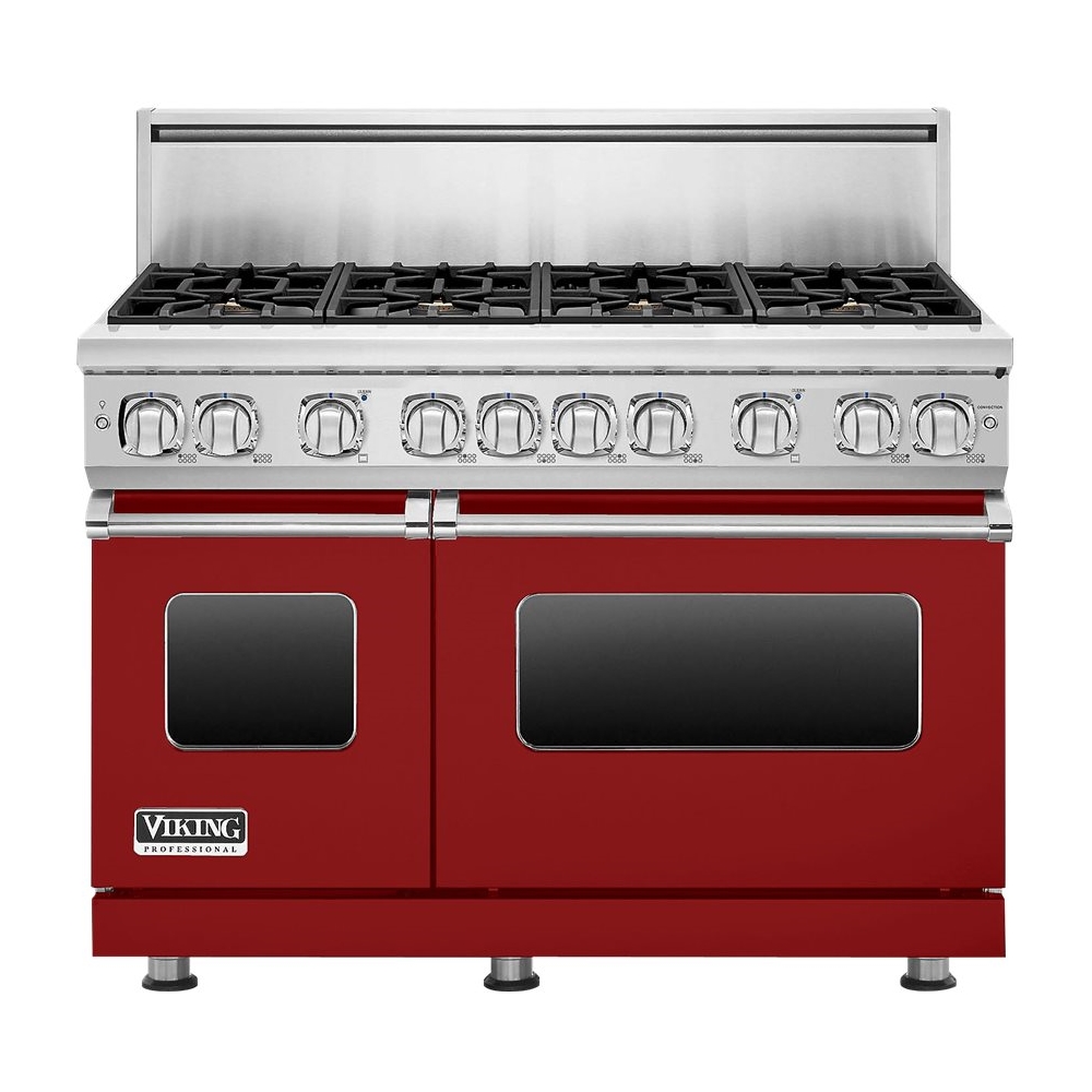 Viking - Freestanding Double Oven Gas Convection Range - Apple red - Front_Zoom