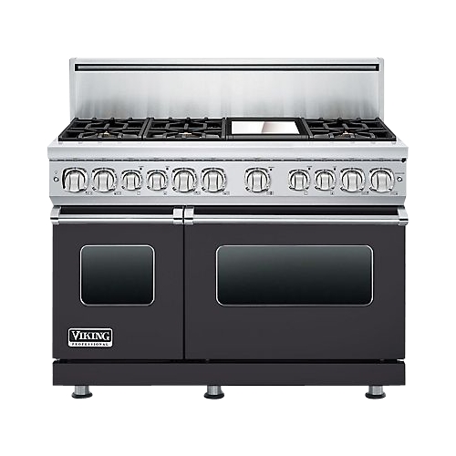 Viking - Professional 7 Series 6.3 Cu. Ft. Self-Cleaning Freestanding Double Oven Dual Fuel Convection Range - Graphite Gray - Front_Standard